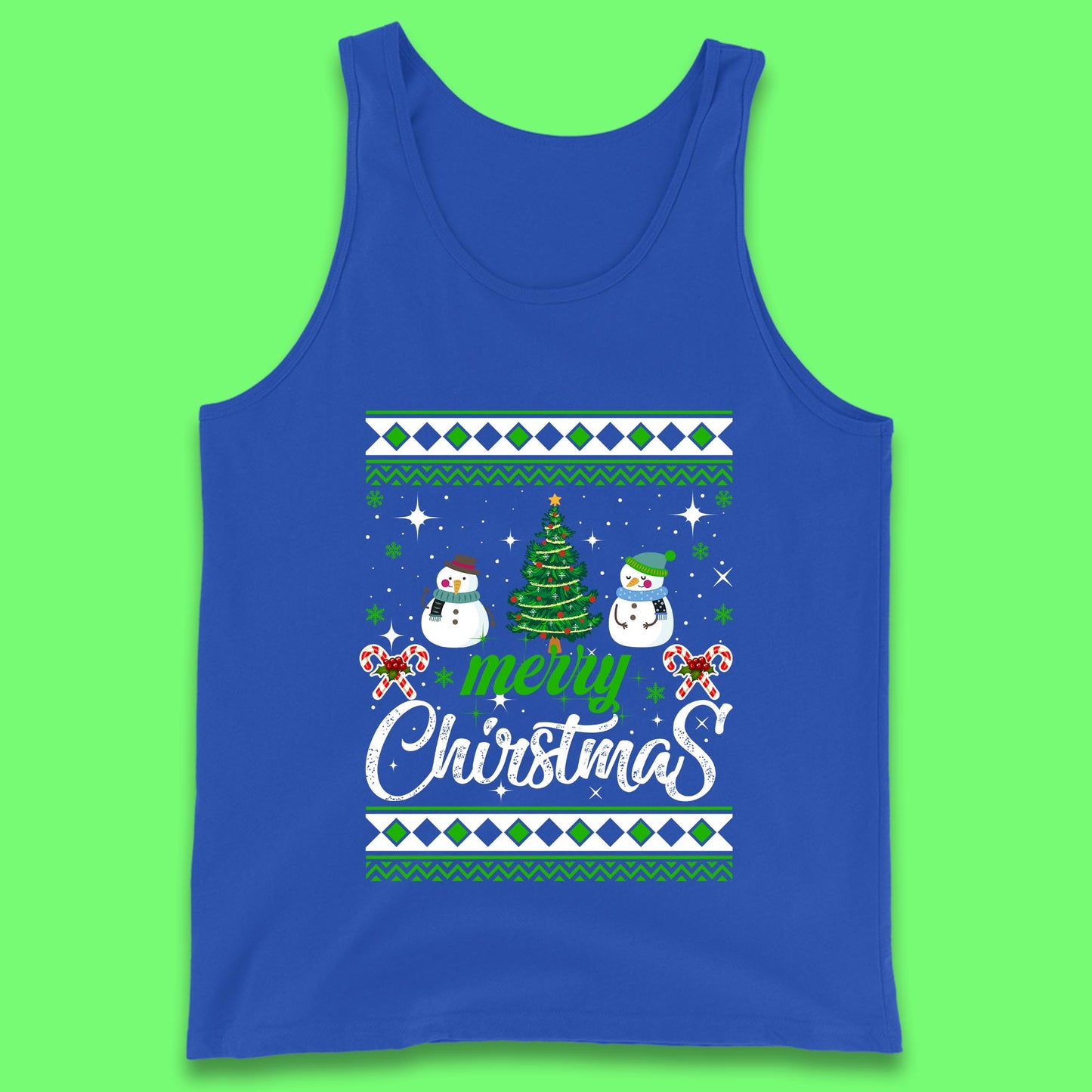 merry christmas snowman tank top