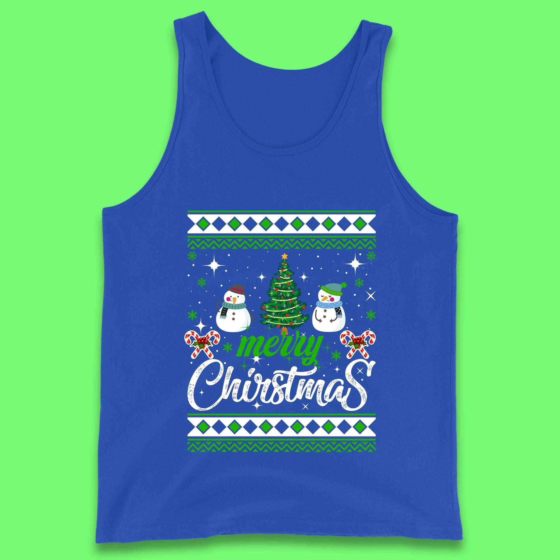 merry christmas snowman tank top