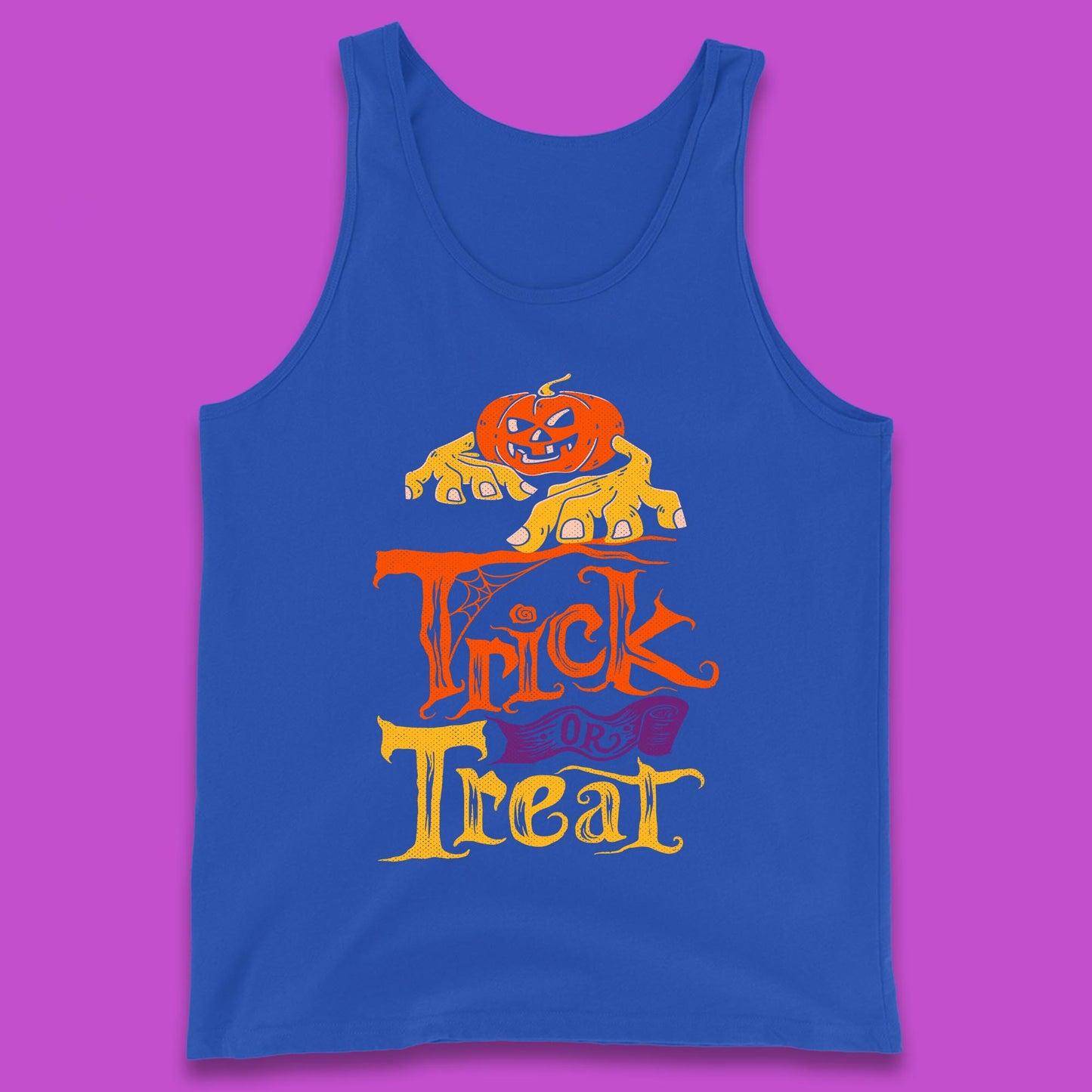 Halloween Trick Or Treat Horror Scary Evil Pumpkin With Zombie Hands Tank Top