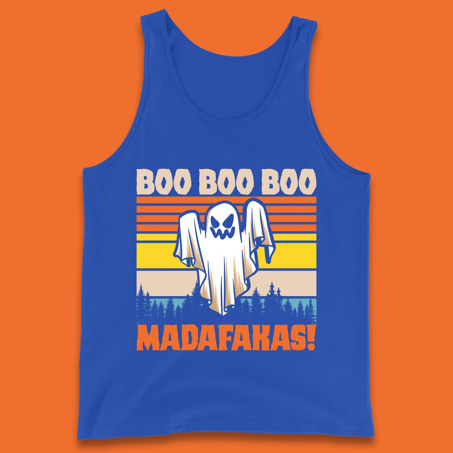 Ghost Say Boo Boo Boo Madafakas Halloween Vintage Horror Scary Boo Ghost Tank Top