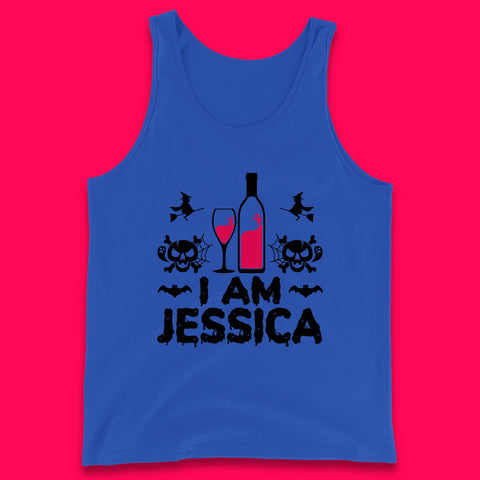 Personalised Halloween Your Name Funny Wine Drinking Scary Skull Drink Lover Tank Top