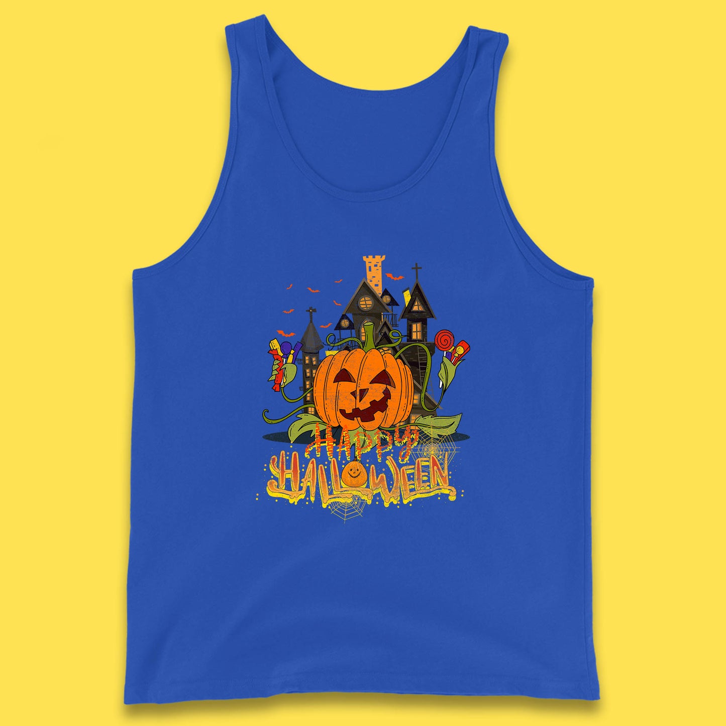 Happy Halloween Spooky Haunted House Halloween Pumpkin Horror Scary Jack-o-lantern Tank Top