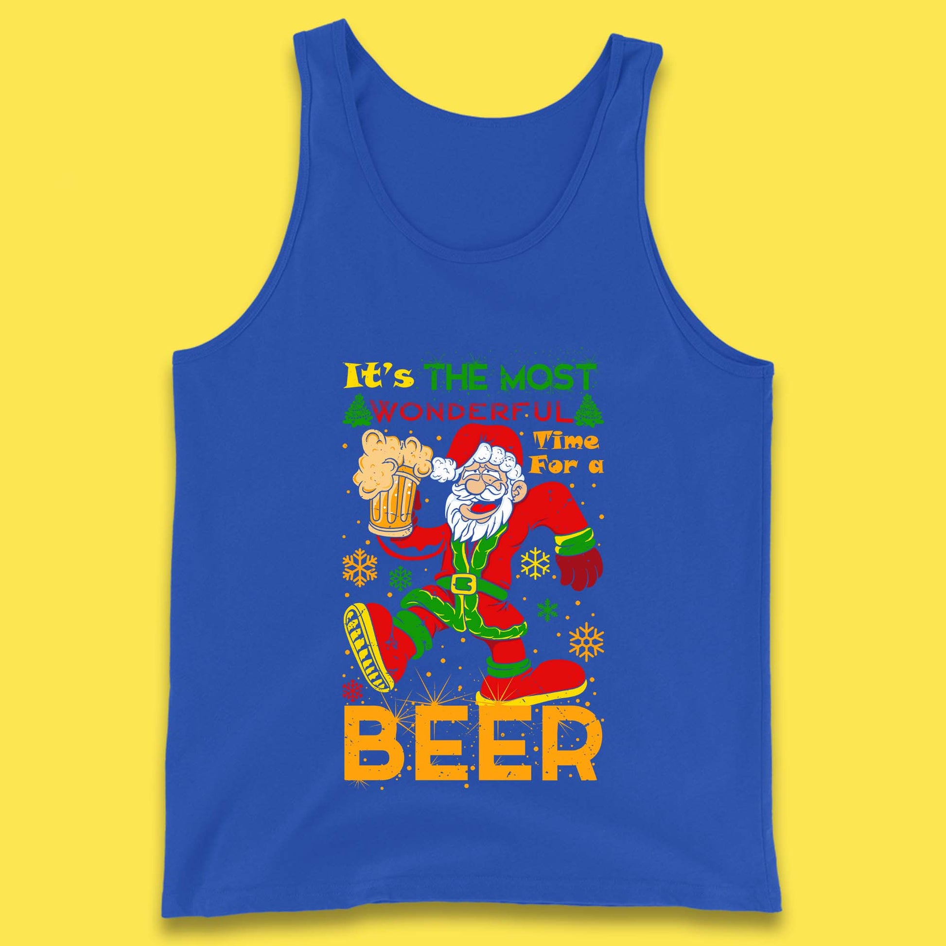 santa drink beer tank top