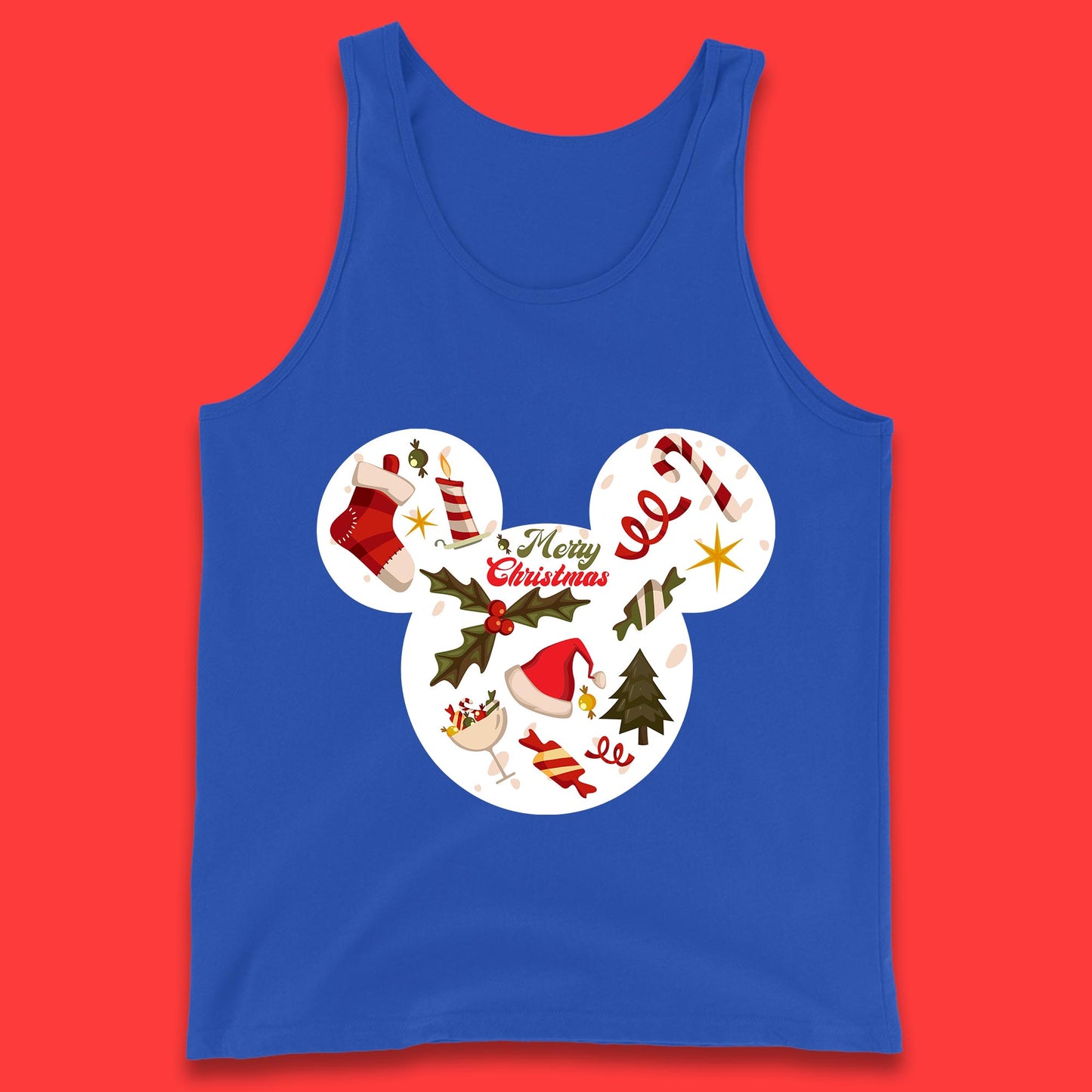 merry christmas disney mickey mouse head tank top