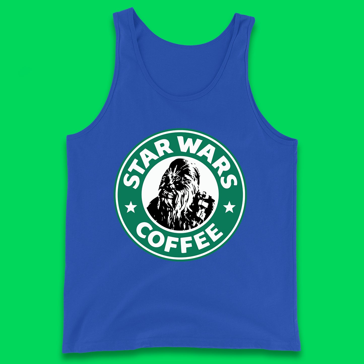 Chewbacca Star Wars Coffee Sci-fi Action Adventure Movie Character Starbucks Coffee Spoof 46th Anniversary Tank Top