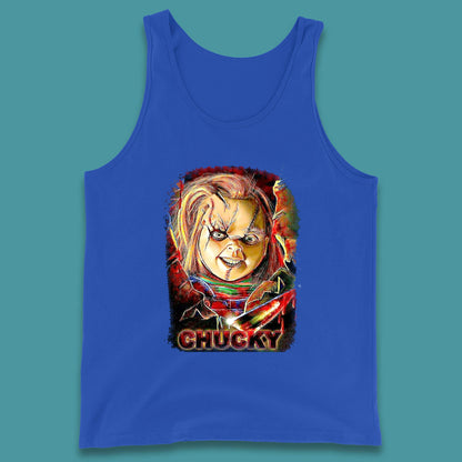 Chucky Distressed Childs Play Horror Monster Creepy Doll Toy Scary Halloween Scary Movie Character Tank Top