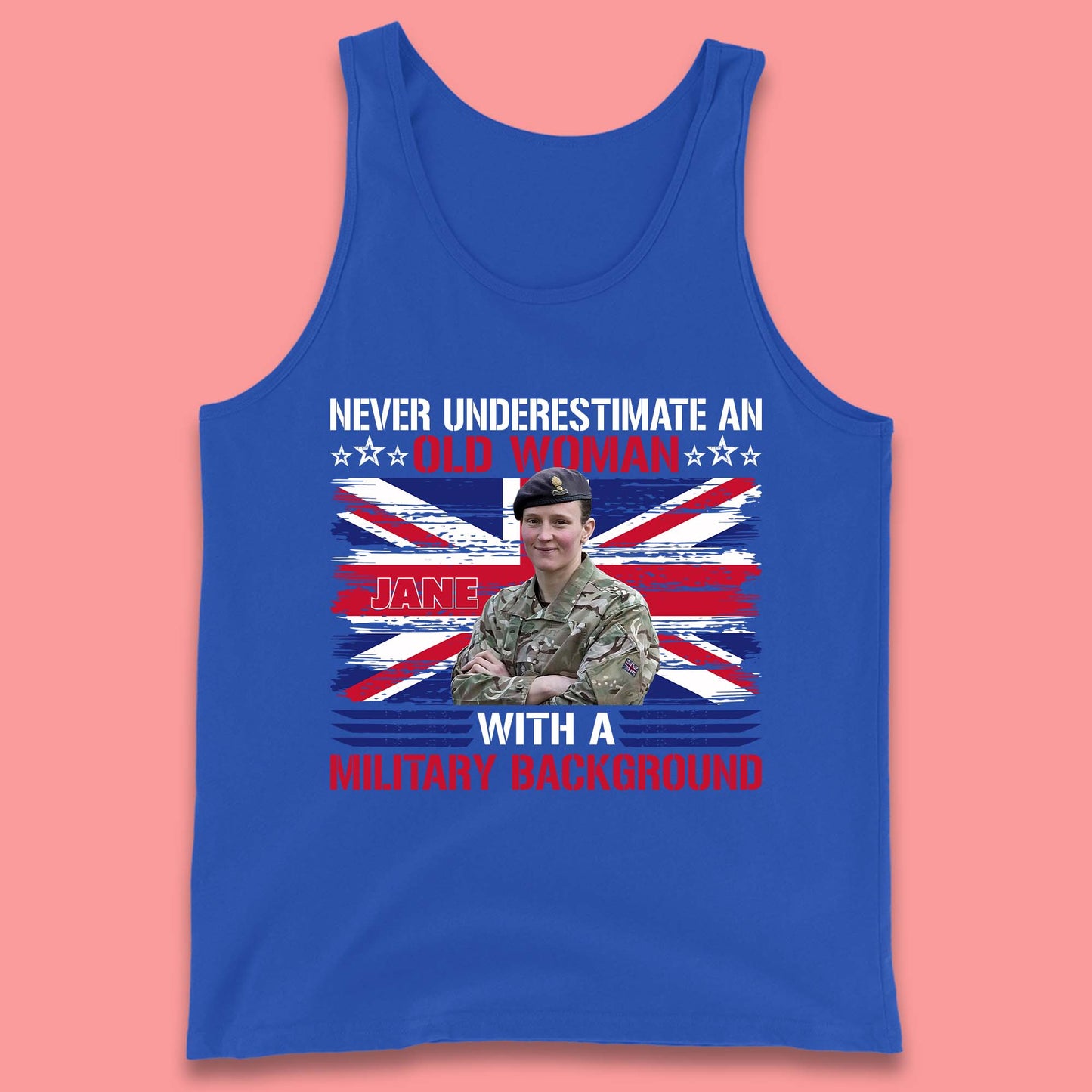 Personalised Never Underestimate An Old Woman Tank Top