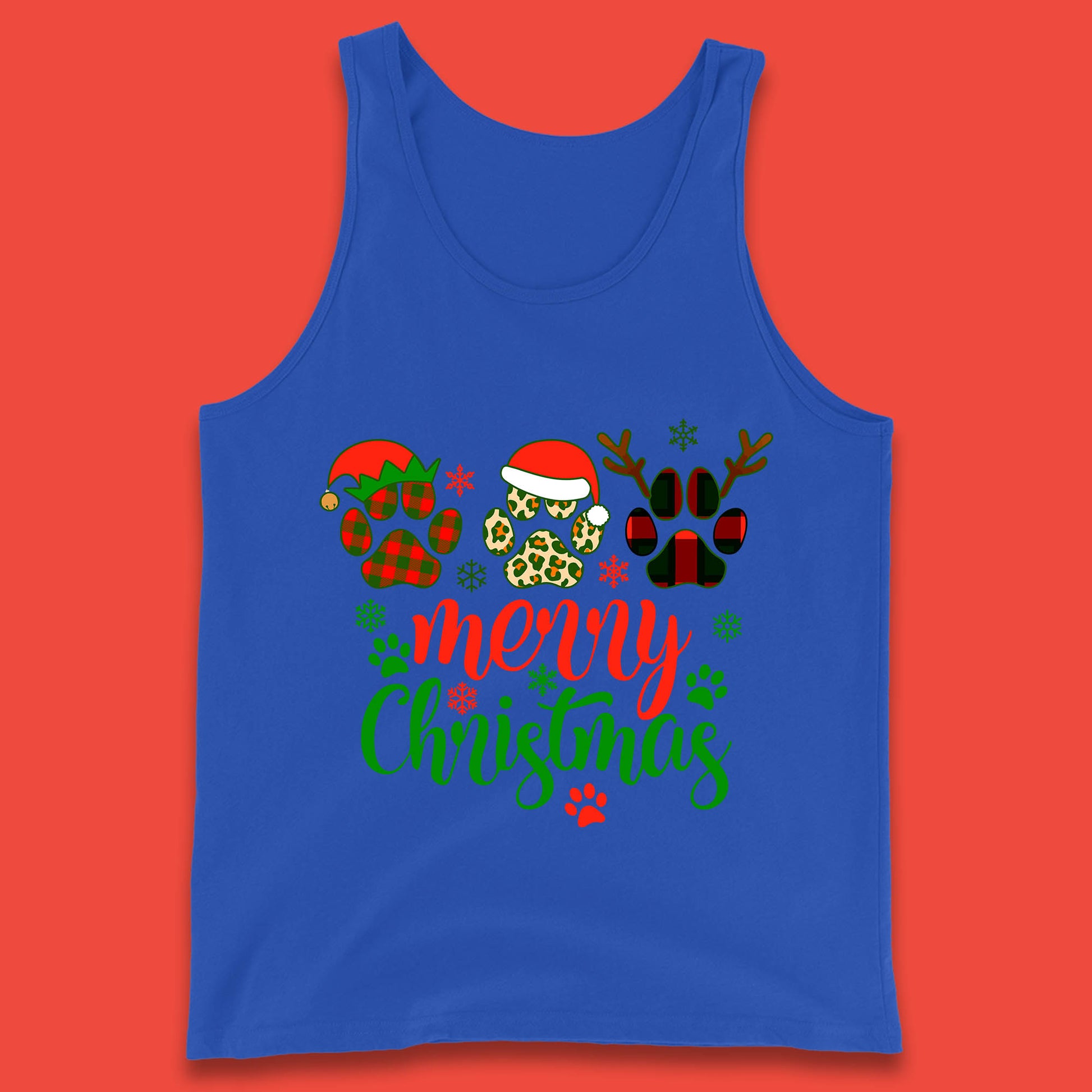dog & cat paws christmas tank top