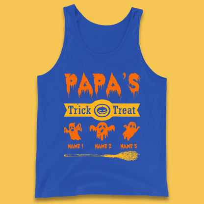 Personalised Papa's Trick Or Treat Halloween Custom Your Boo Ghost Children Names Scary Spooky Costume Tank Top