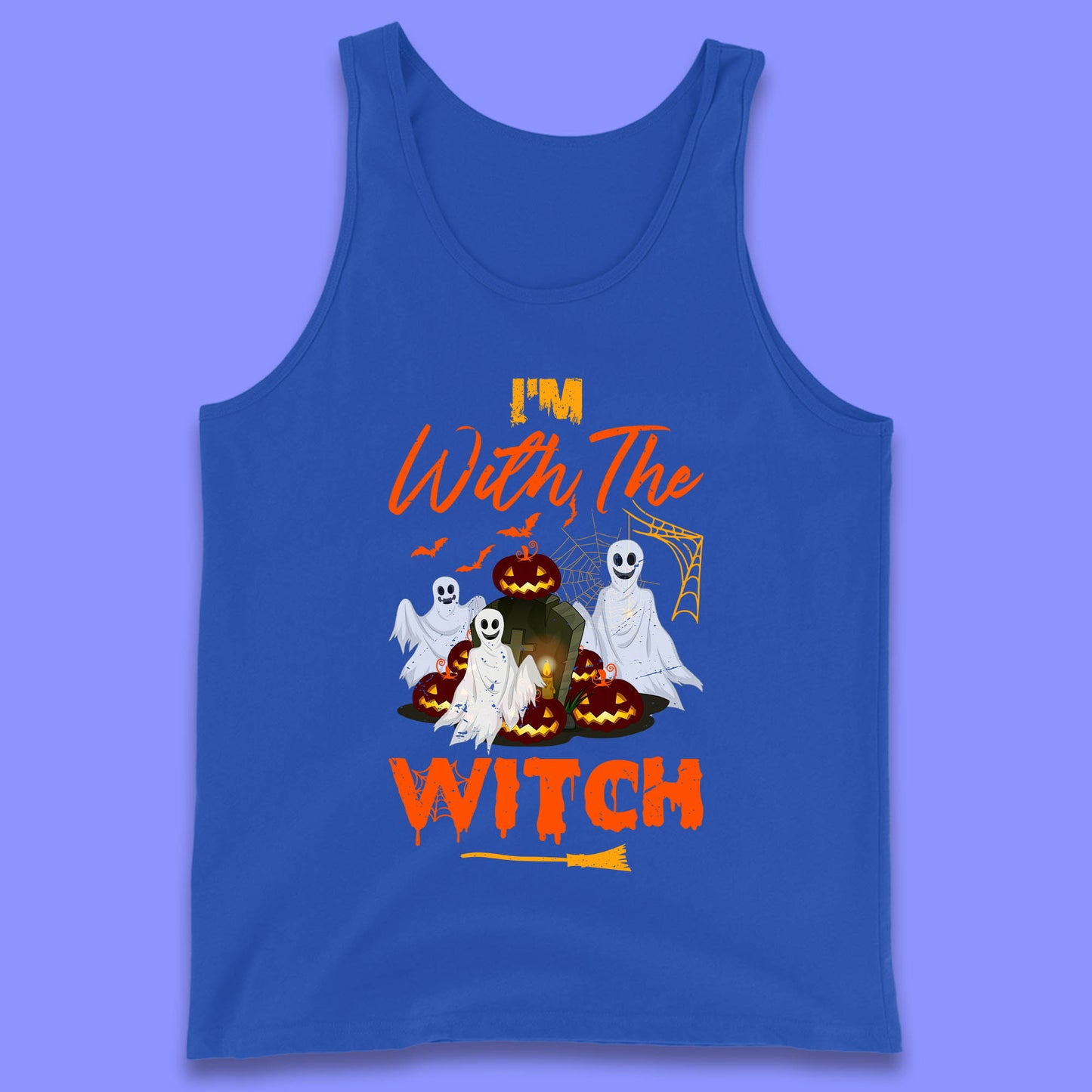 I'm With The Witch Halloween Ghosts With Jack-O-Lantern Horror Pumpkins Tank Top