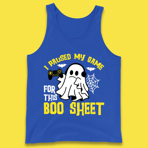 I Paused My Game For This Boo Sheet Ghost With Controller Halloween Gamer Tank Top