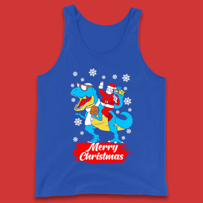 Santa Claus Riding T-Rex Christmas Tank Top