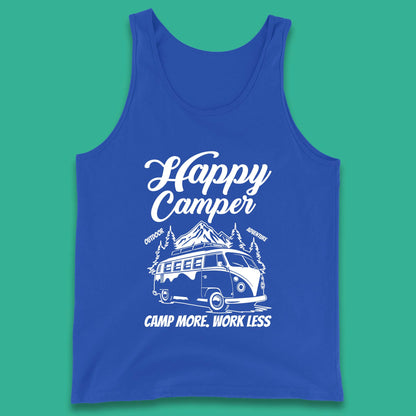 Camper Van Happy Camper Outdoor Adventure Camp More Work Less Van Life Road Trip Tank Top