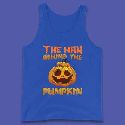 The Man Behind The Pumpkin Halloween Pregnancy Baby Announcement New Dad Gift Tank Top
