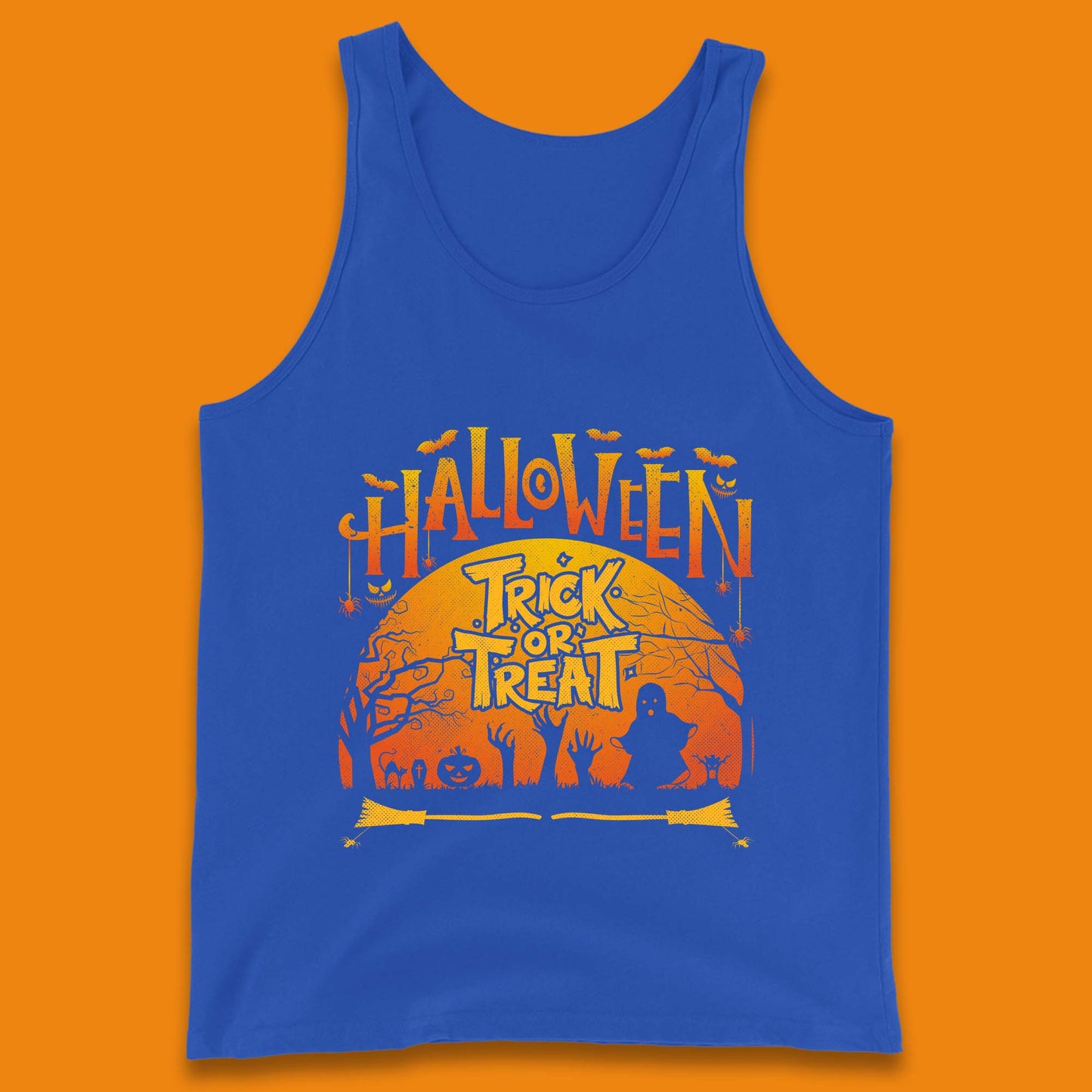 Halloween Trick Or Treat Horror Boo Ghost Creepy Zombie Hands Out Of Graveyard Tank Top