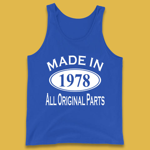 Made In 1978 All Original Parts Vintage Retro 45th Birthday Funny 45 Years Old Birthday Gift Tank Top