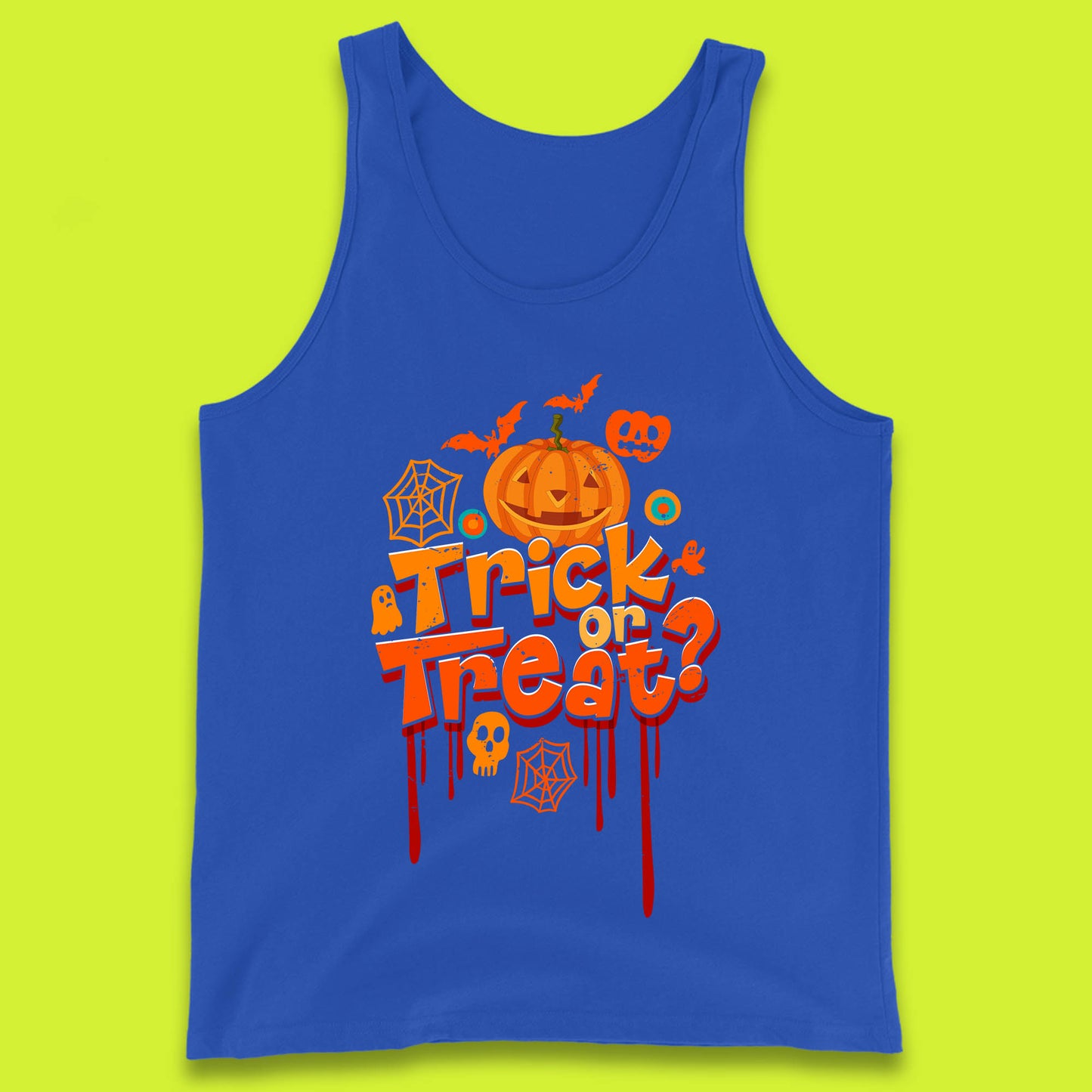 Trick Or Treat Halloween Pumpkin Blood Dripping Horror Scary Spooky Season Tank Top