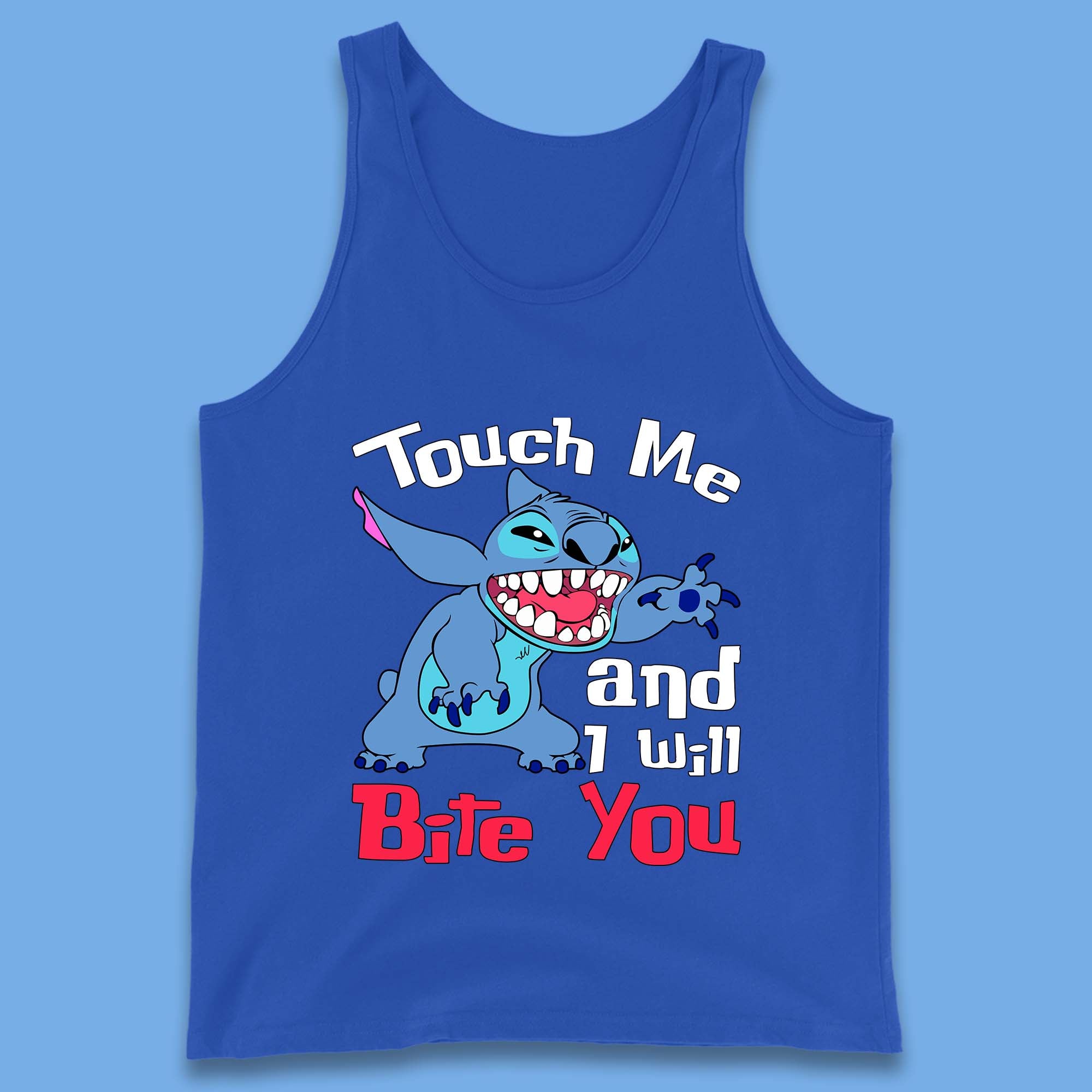 Disney Angry Stitch Cartoon Touch Me And I Will Bite You Lilo & Stitch Tank Top