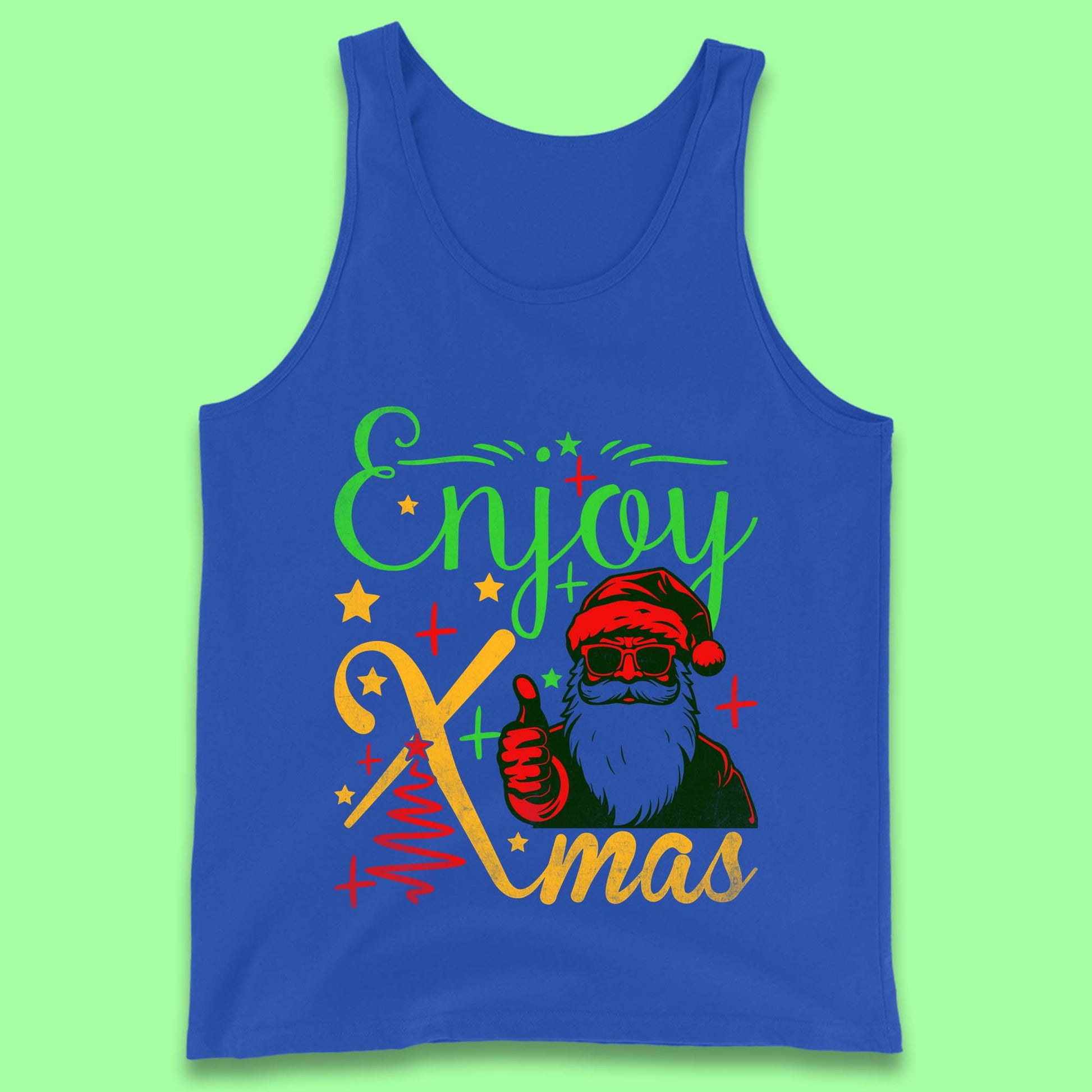 santa claus thumbs up christmas tank top