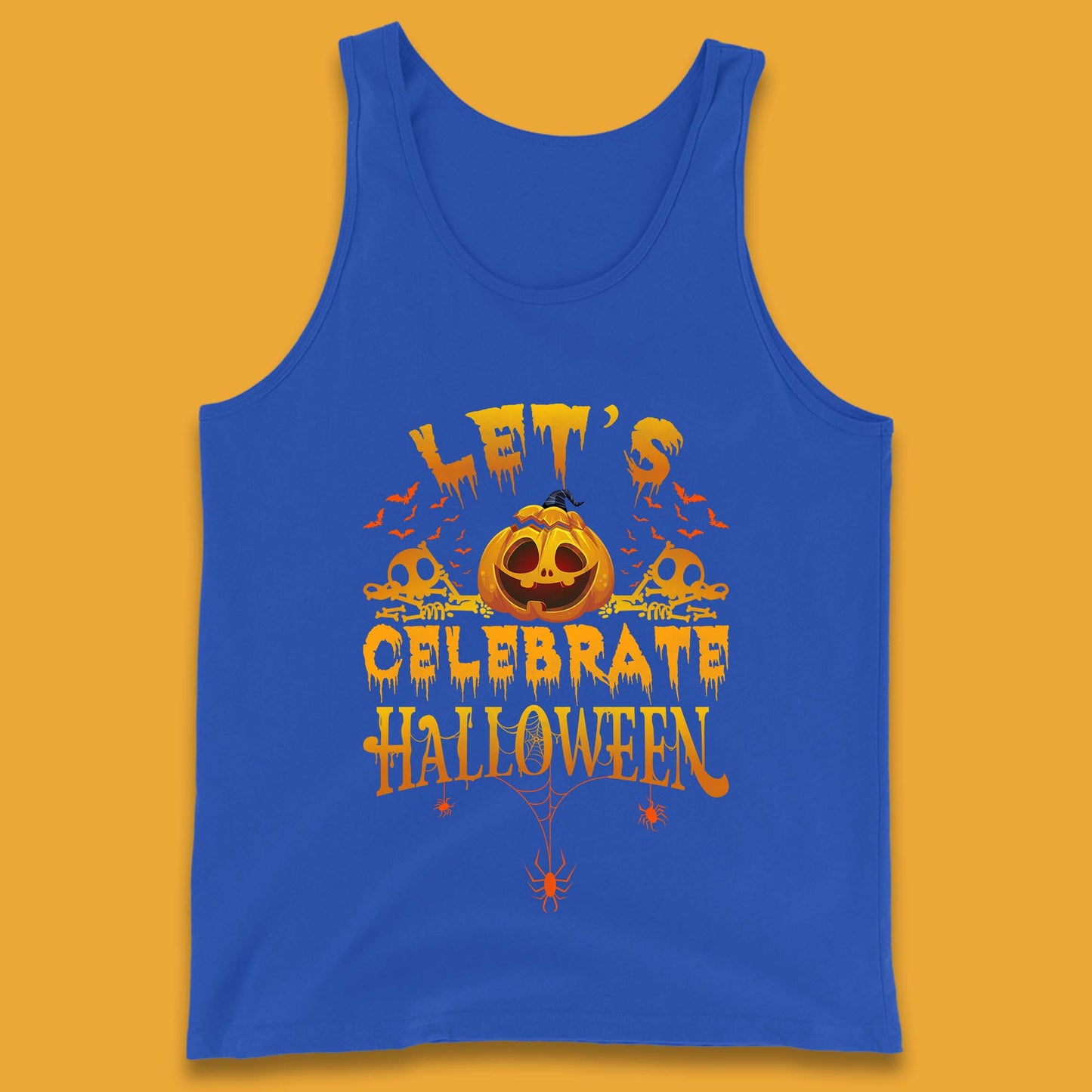 Let's Celebrate Halloween Horror Evil Pumpkin Scary Spooky Tank Top