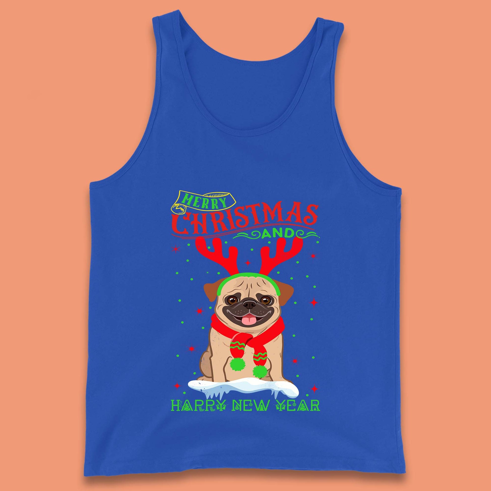 christmas pug dog tank top