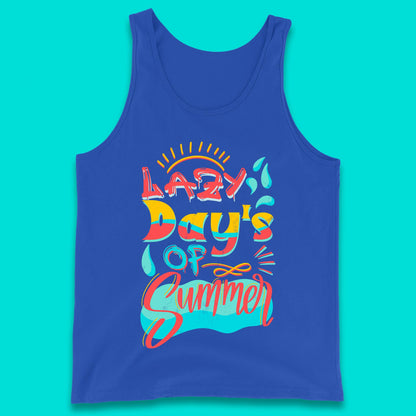 Lazy Days Of Summer Vintage Retro Sunset Surfer Beach Holiday Trip Tank Top