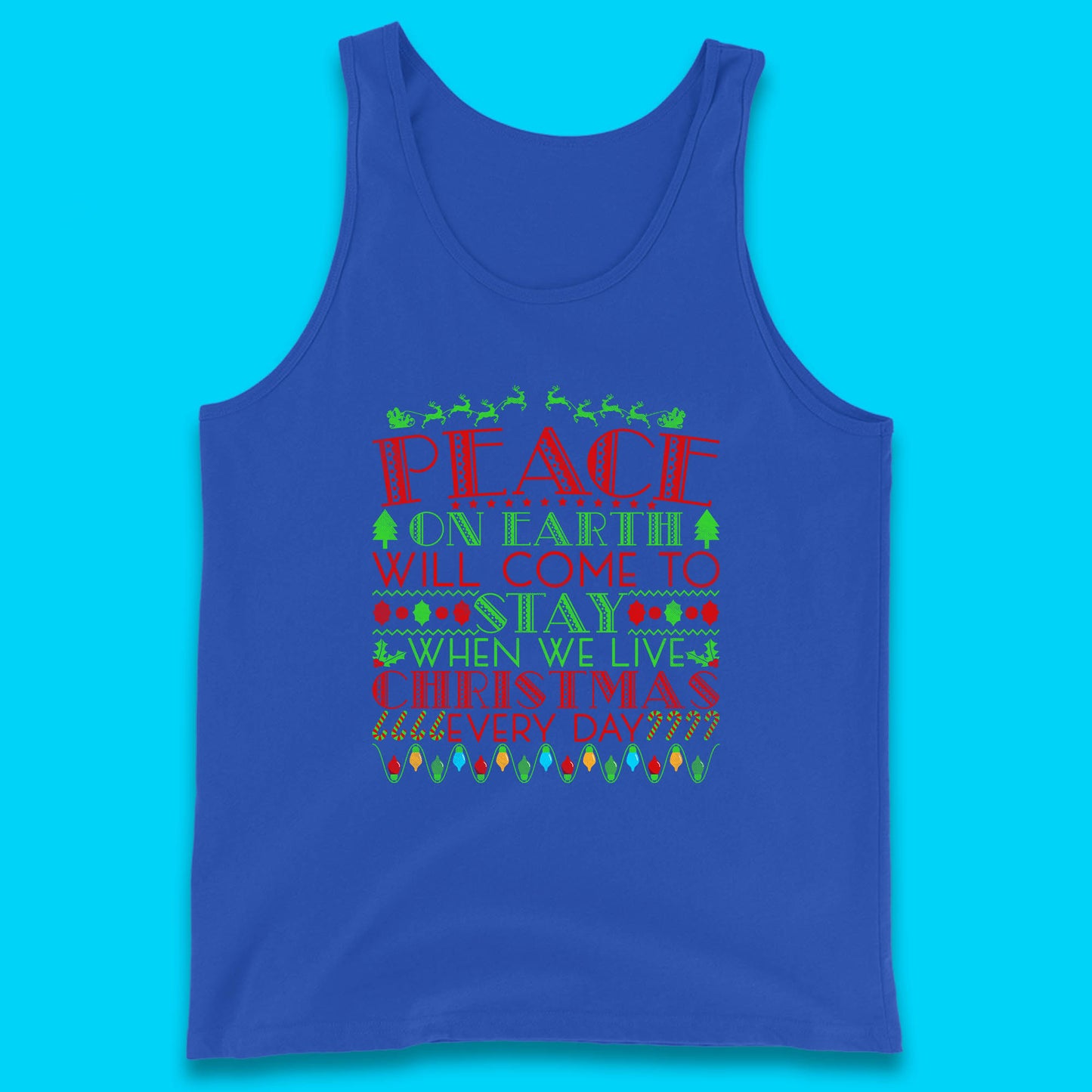 peace on earth christmas quote tank top