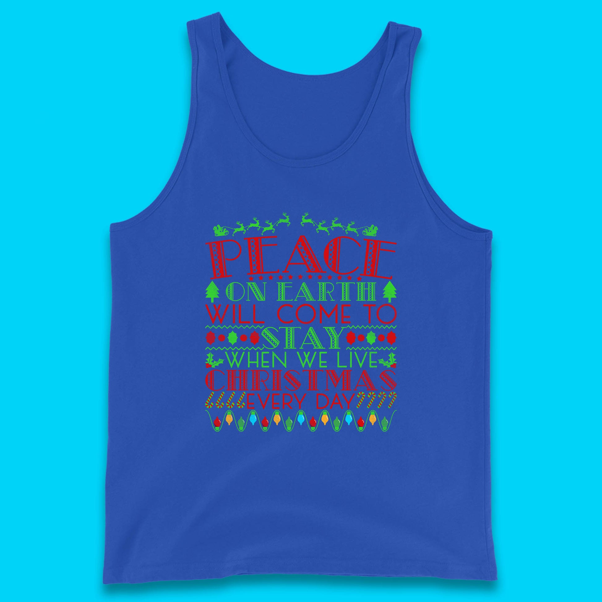 peace on earth christmas quote tank top