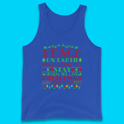 peace on earth christmas quote tank top