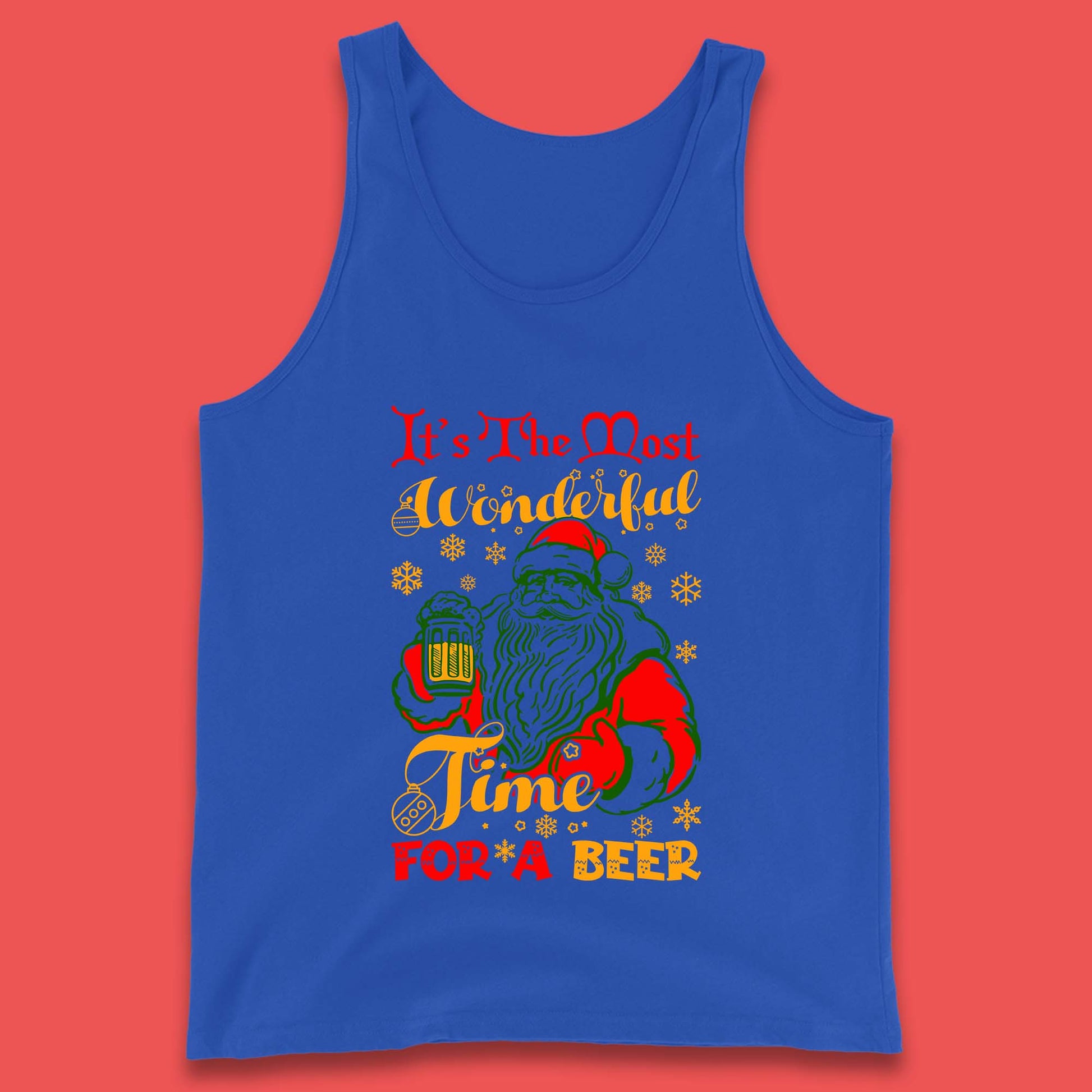 santa drinking beer tank top