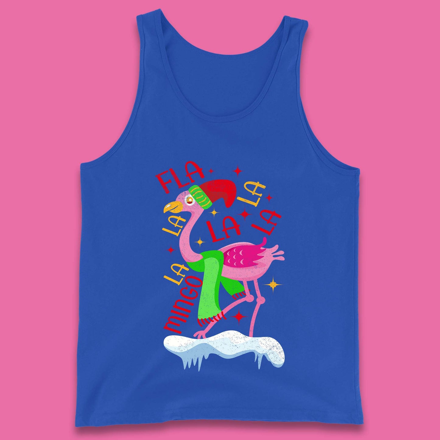 pink flamingo christmas tank top