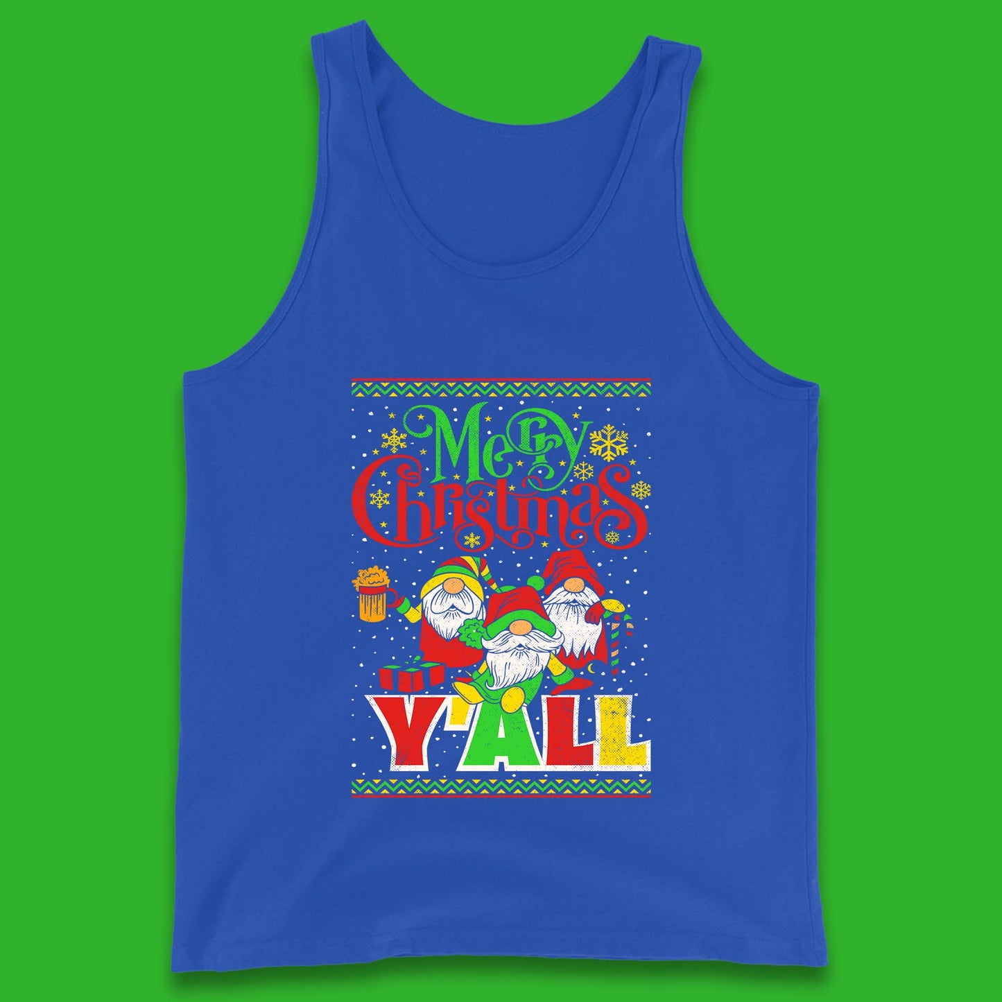 gnome christmas ringer tank top