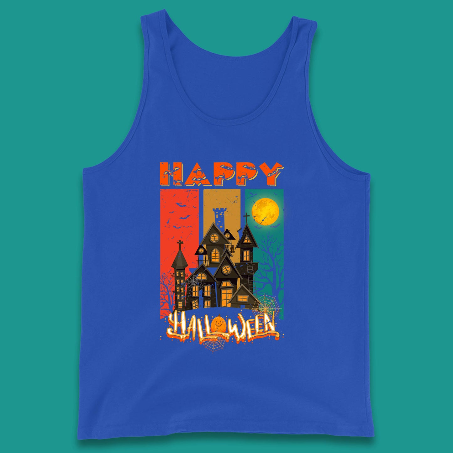 Happy Halloween Vintage Style Horror Scary Haunted House Tank Top