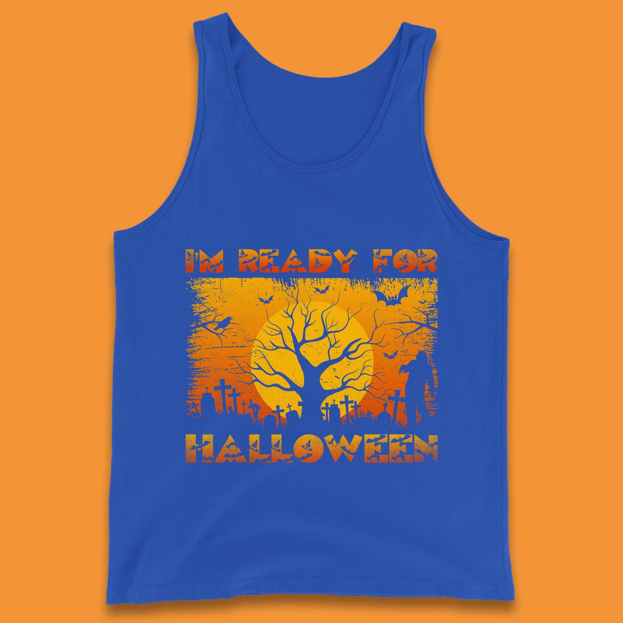 I'm Ready For Halloween Horror Scary Halloween Zombie Graveyards With Dead Tree Tank Top