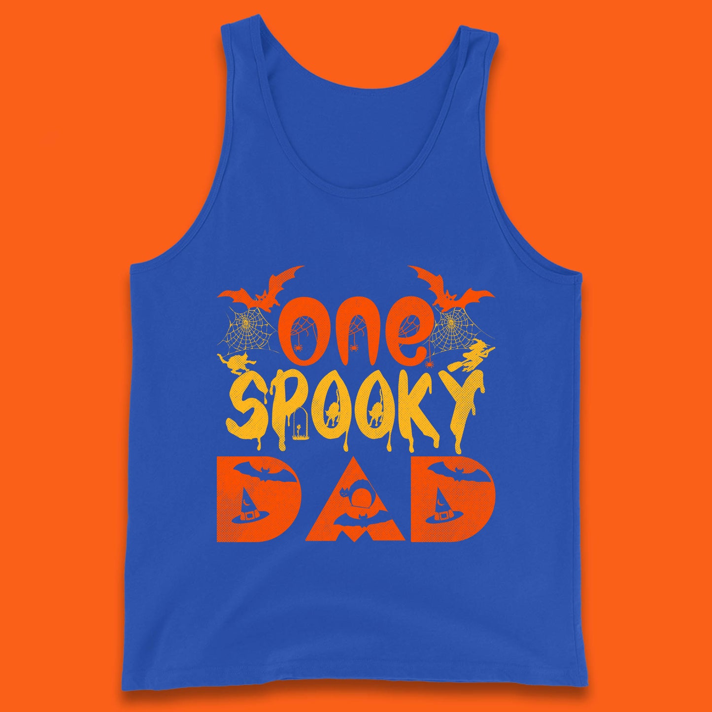 One Spooky Dad Happy Halloween Fall Season Dad Life Spooky Flying Bats Tank Top