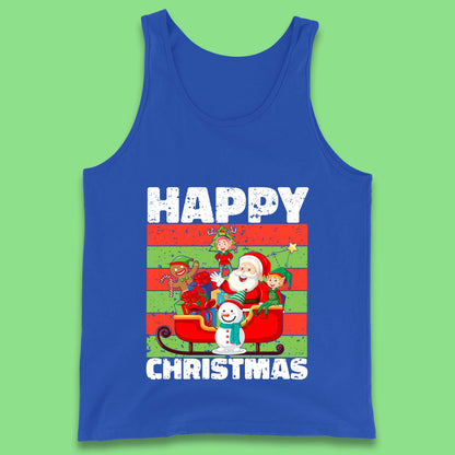 santa and friends on sleigh christmas tank top