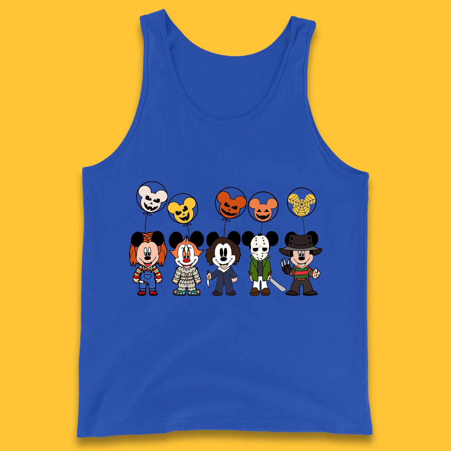 Disney Halloween Friends Horror Movie Characters Mickey Mouse Balloons Tank Top