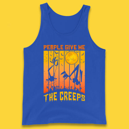 People Give Me The Creep Halloween Horror Scary Graveyards Full moon Flying Bats Tank Top