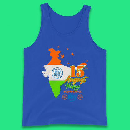 15th August India Happy Independence Day Patriotic Indian Map Flag Tank Top