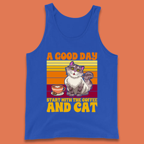 A Good Day Start With The Coffee And Cat Funny Coffee Cats Lovers Tank Top