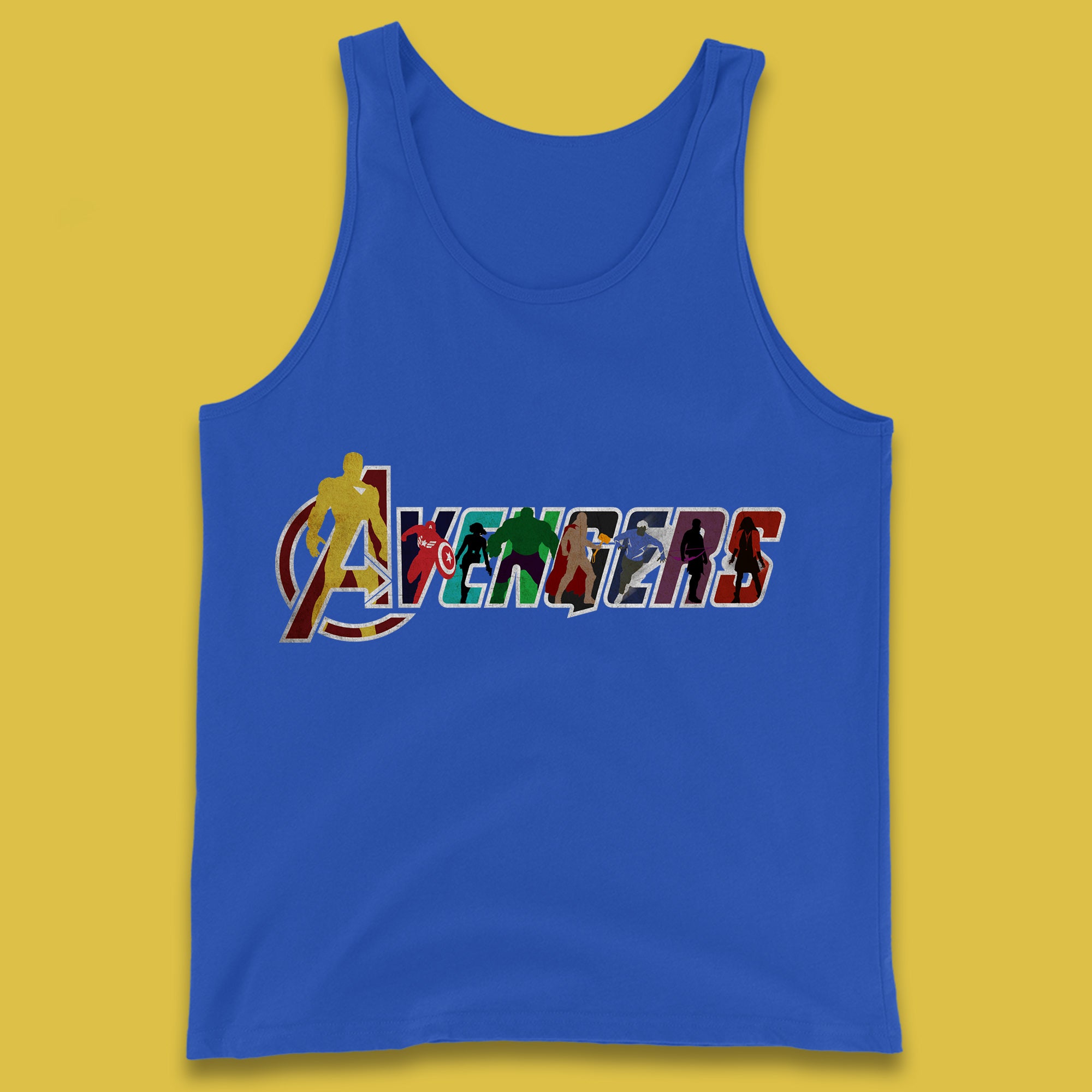 Marvel Avengers Super Heroes Movie Characters Spider Man, Hulk, Iron Man, Thor, Captain America Avengers Group Tank Top