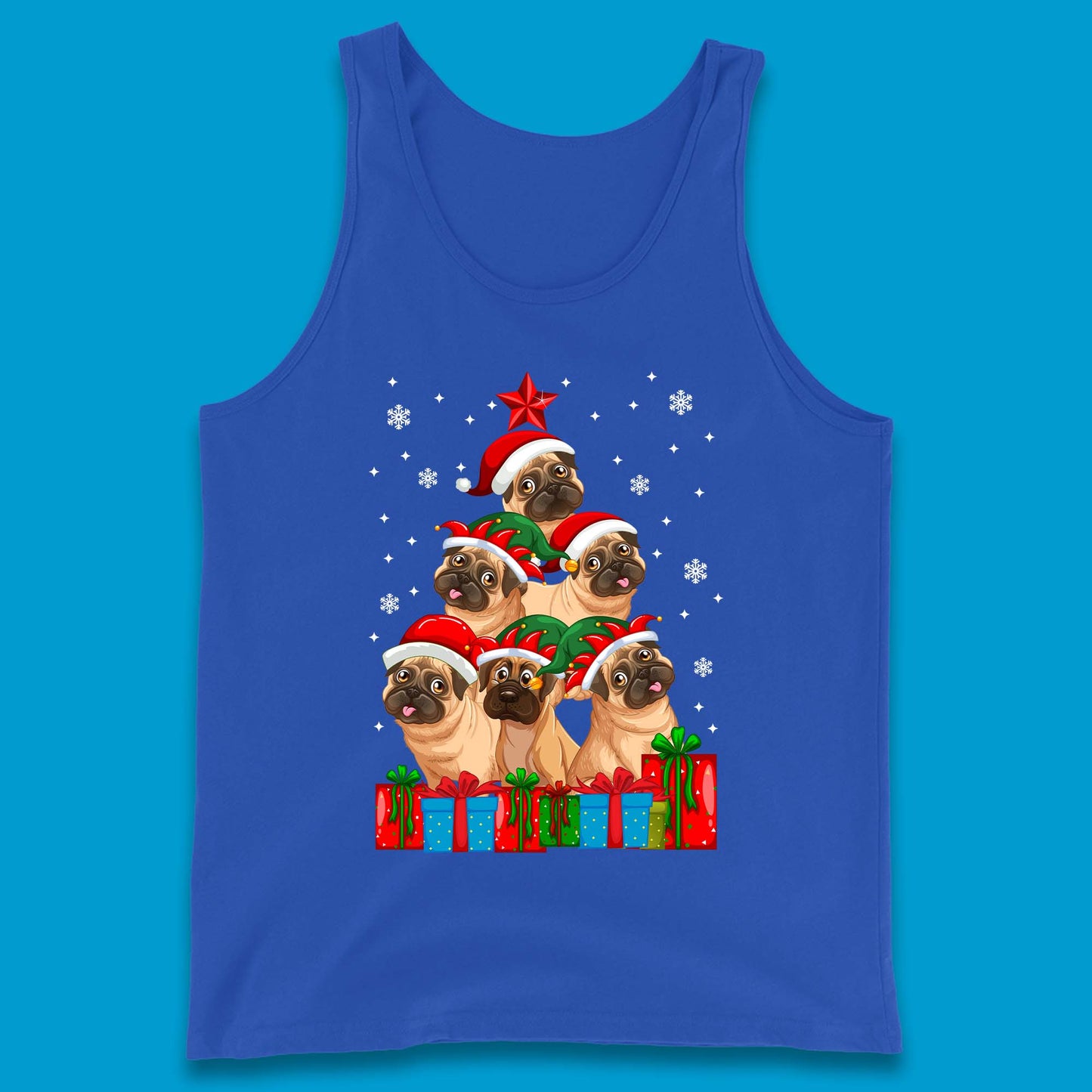 pug dog christmas tank top