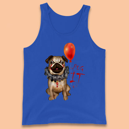 Pug IT Pennywise Clown Dog Spoof Halloween Pug Dog Costume Horror Movie Serial Killer Tank Top