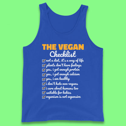 The Vegan Checklist Vegan Activism Funny Pro Vegetarian Checklist Tank Top