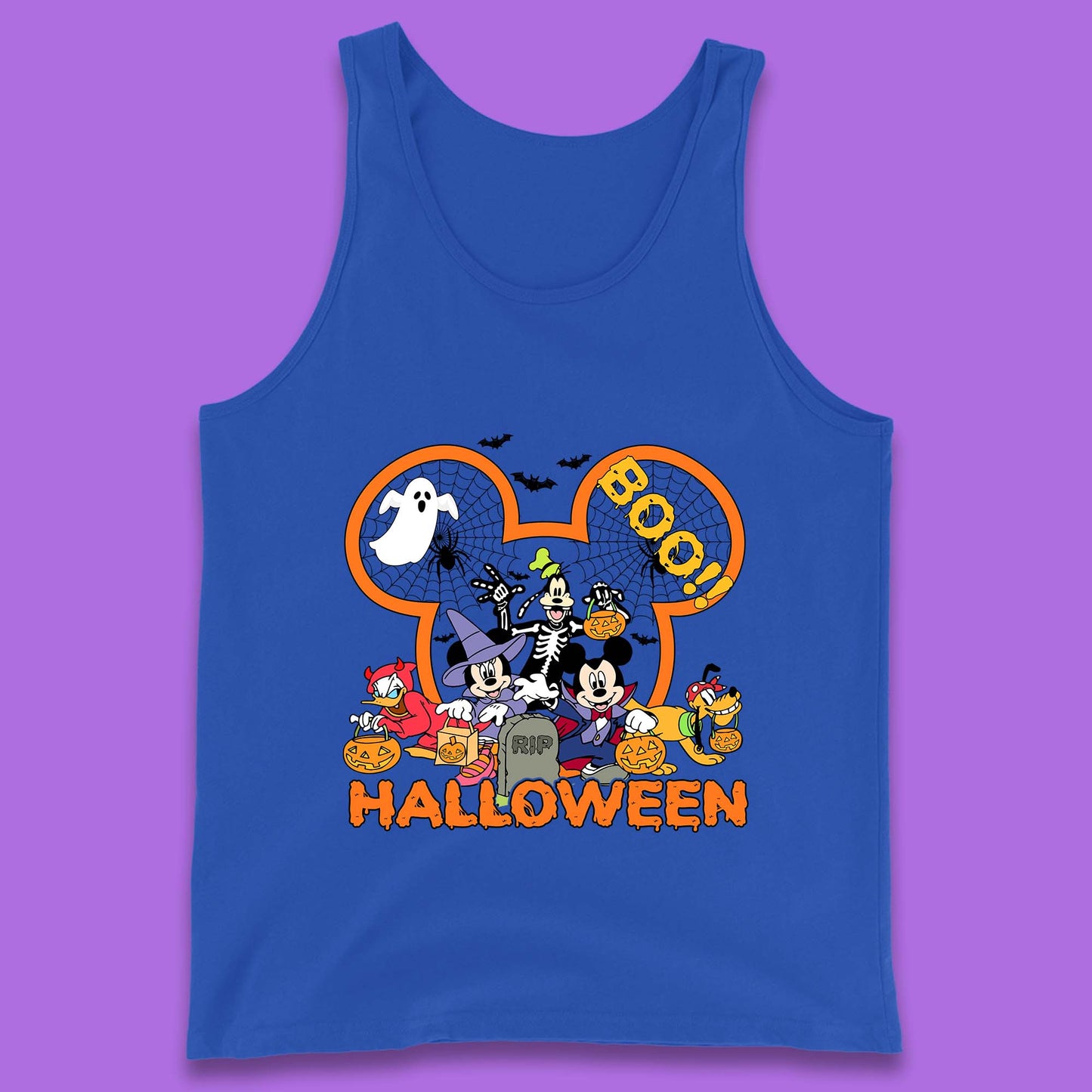 Disney Halloween Mickey Mouse Minnie Mouse Boo Ghost Friends Donald Duck Pluto Goofy Cartoon Disneyland Trip Tank Top
