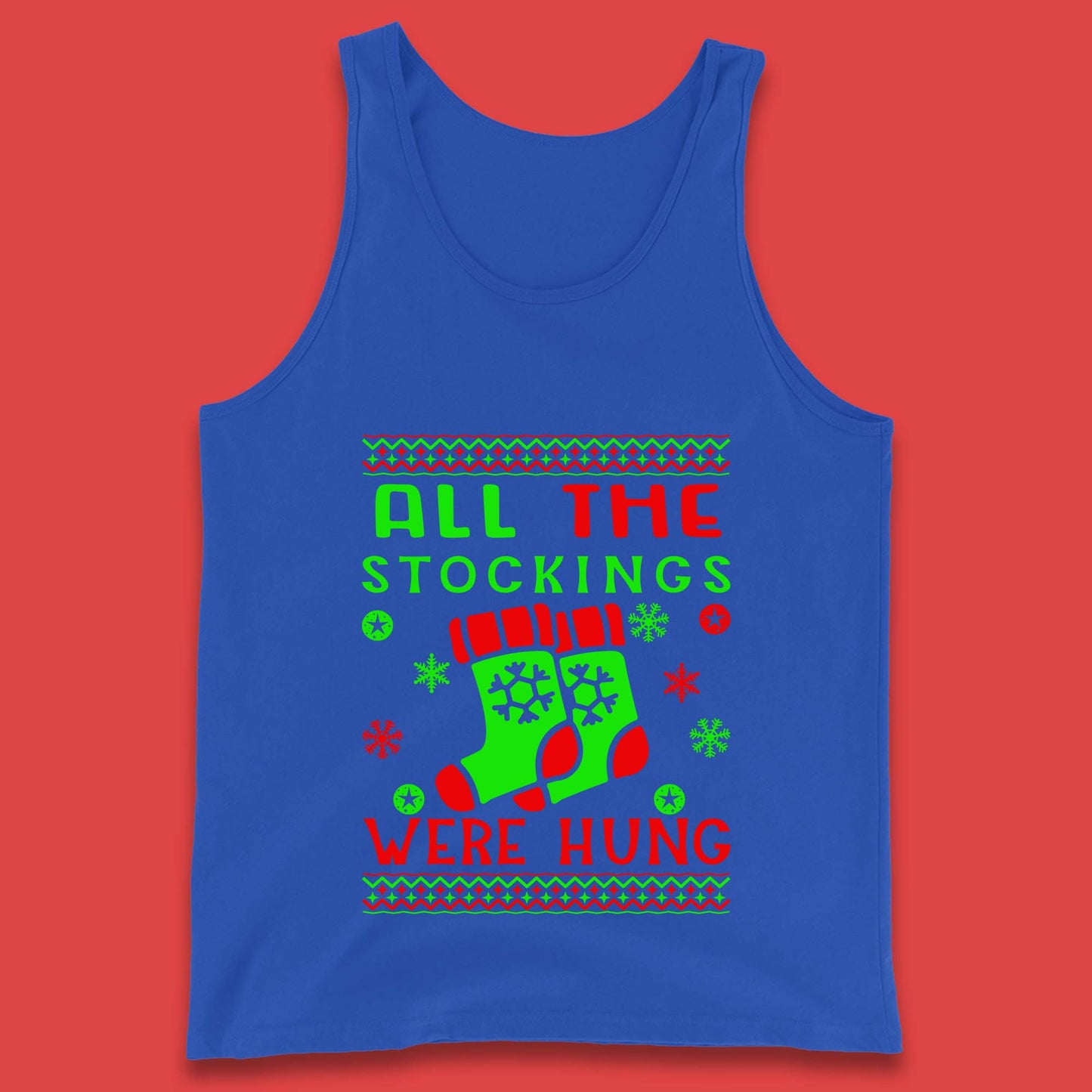 christmas socks all the stocking were hung tank top