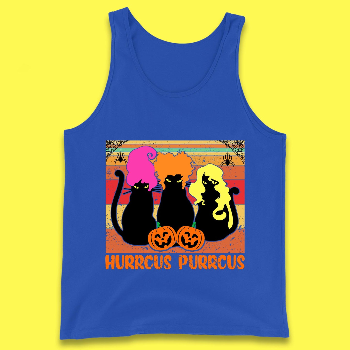 Vintage Halloween Witches Hurrcus Purrucs Scary Cat Horror Pumpkin Faces Hocus Pocus Halloween Costume Tank Top