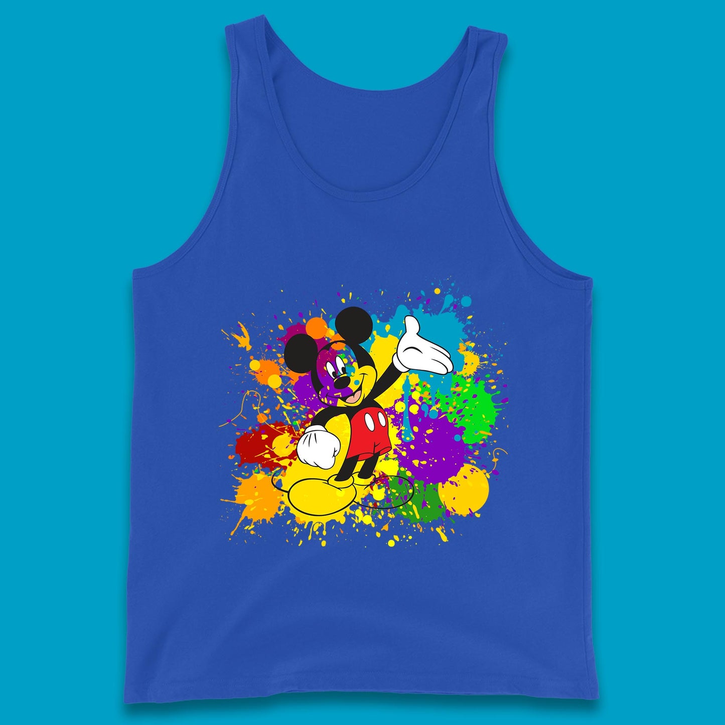 Abstract Paint Splashing On Disney Mickey Mouse Disneyland Trip Tank Top