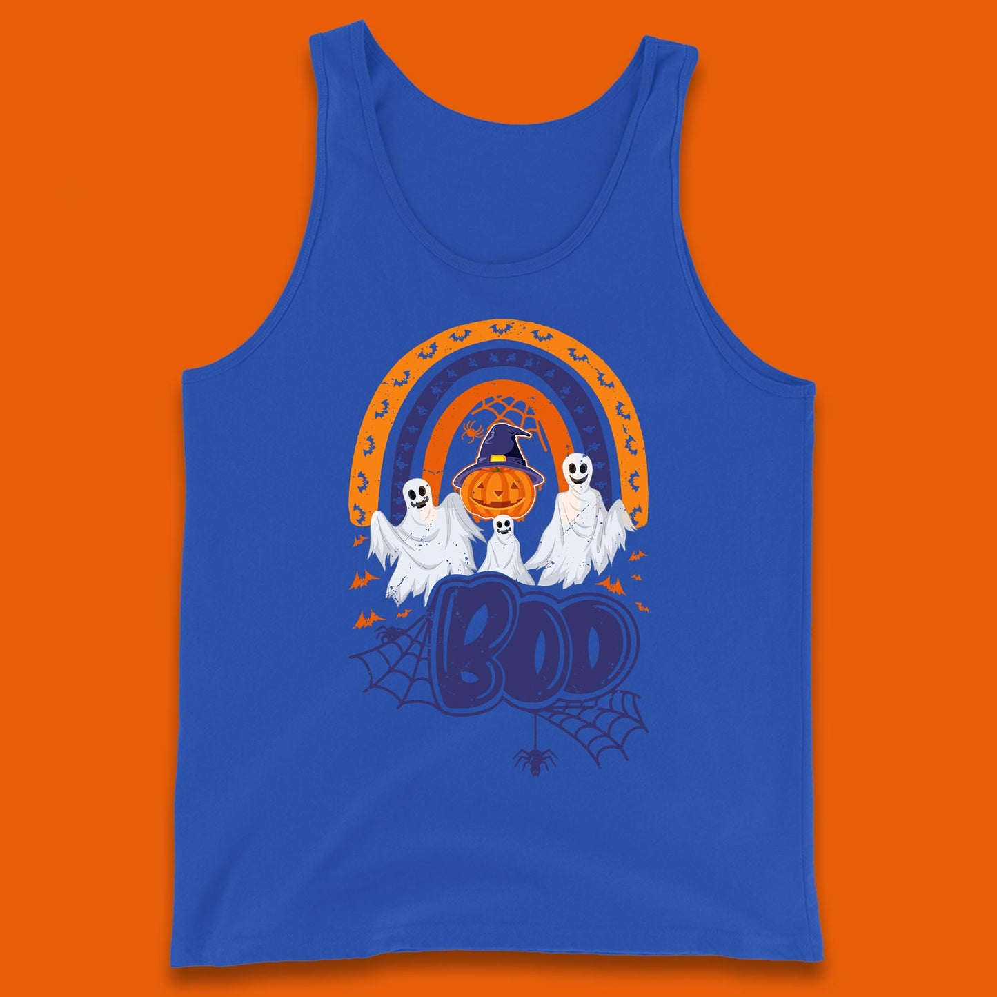 Halloween Boo Ghosts With Witch Pumpkin Scary Spooky Season Tank Top