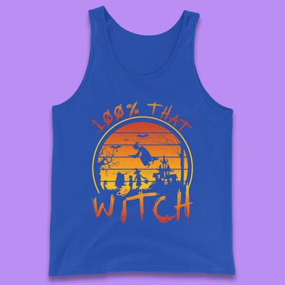 100% That Witch Halloween Haunted Castle Flying Witch Scary Spooky Season Tank Top
